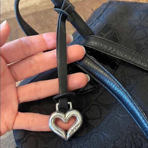 Brighton Julia Croc Heart Embossed Backpack Purse Black Vintage main image 6